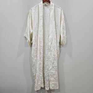 Vintage Jayre Womens Rose Long Robe Large Cream Floral Old Money Fairy Feminine